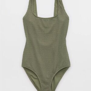 Aerie Shimmery Crinkle Scoop Full Coverage One Piece Swimsuit